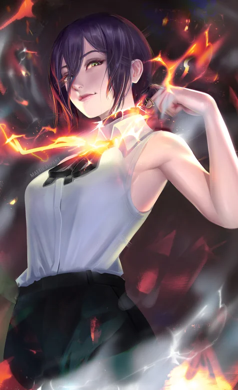 自带火焰特效的短发动漫酷女生