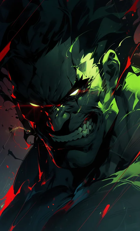 眼露凶光，愤怒的绿巨人高清手机壁纸图片