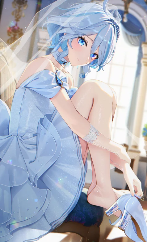 芙宁娜，穿婚纱，穿高跟鞋的芙宁娜手机壁纸图片