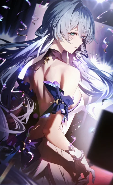 灯光下的性感美背动漫侧身背影超美手机壁纸图片