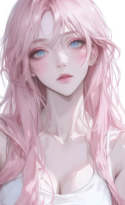 性感AI女神，粉色头发性感AI美女近距离手机壁纸图片