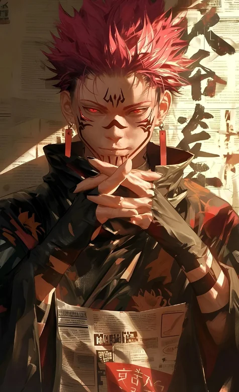 两面宿傩，动漫《咒术回战》被诅咒的最强咒灵两面宿傩手机壁纸AI图