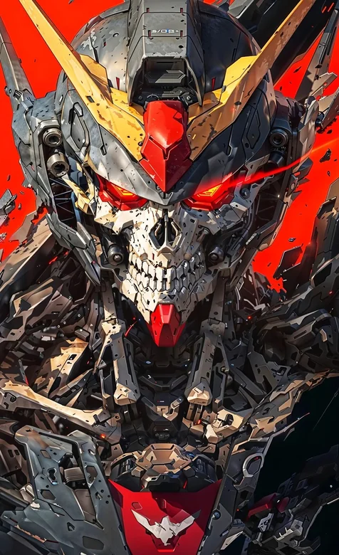 机甲高达，骷髅头，酷炫手机壁纸图片