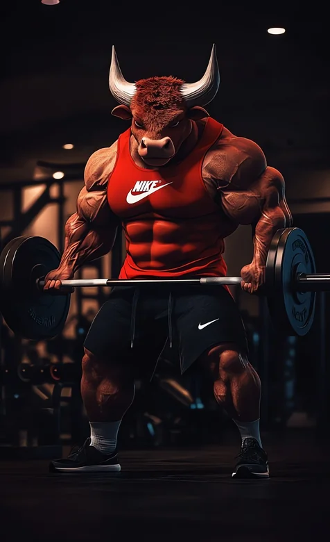 健身房举铁牛形肌肉人 Nike运动装