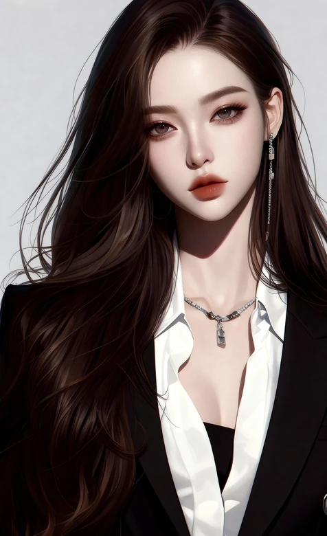 大胸性感的长发动漫美女手机壁纸