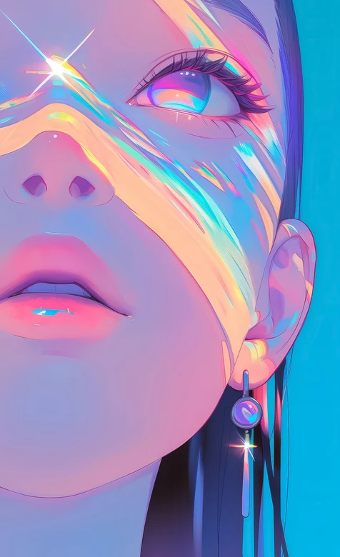 赛博朋克风少女·镭射流光妆容 高人气竖屏壁纸
