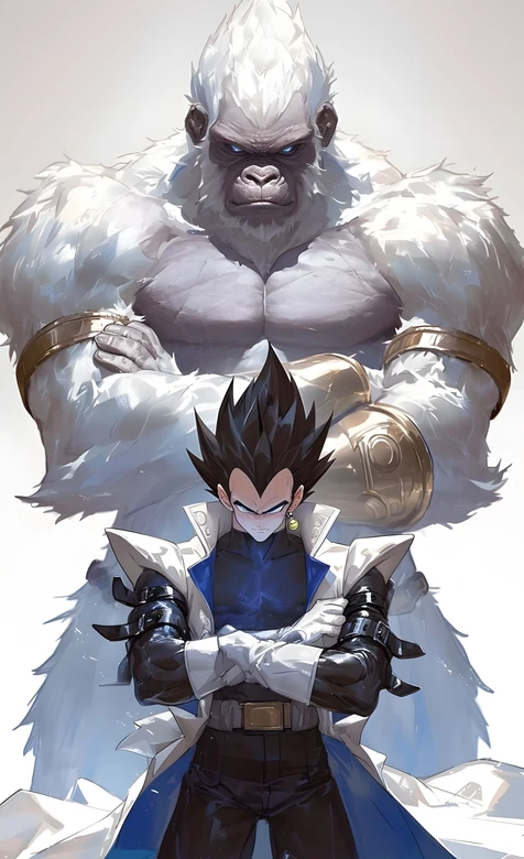 贝吉塔·冷峻抱臂 白猿巨兽 二次元写实龙珠动漫壁纸