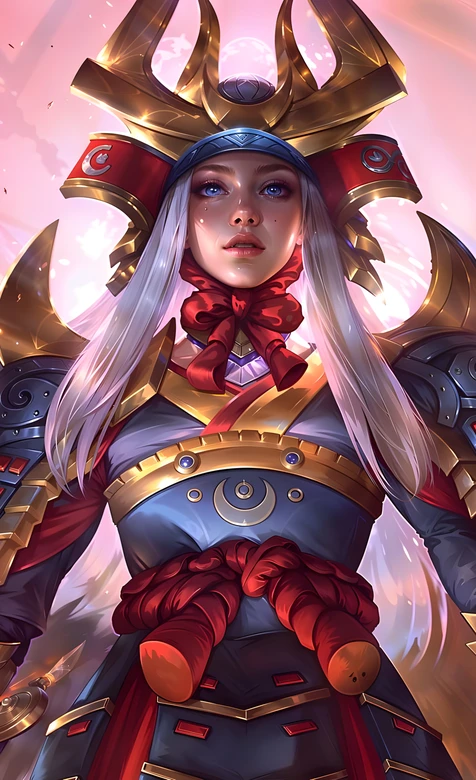 月相武士铠甲白发角色·二次元游戏风·手游精美皮肤壁纸