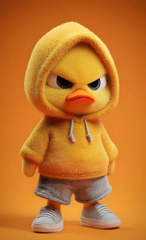 愤怒小黄鸭·毛绒连帽潮装 3D萌酷手机壁纸