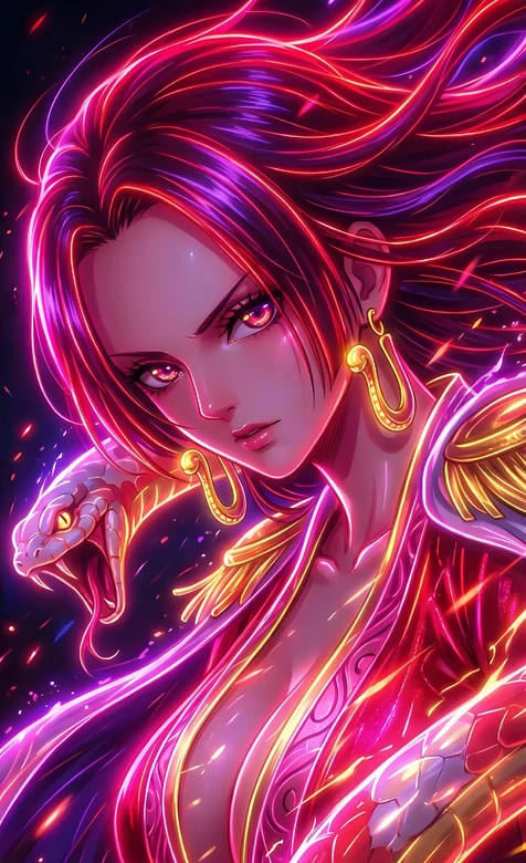 波雅·汉库克·蛇影霓虹 海贼王赛博风超燃壁纸